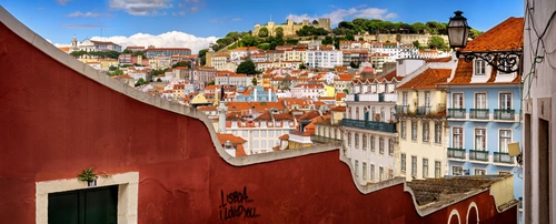 португалия, город, красные, коричневые, бежевые, панорама